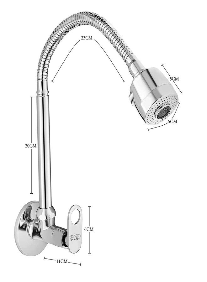 SPAZIO صنبور حوض مرن من SPAZIO Prime مع فوهة دش دوارة - Flexi Play مع خرطوم متحرك 360 درجة، تدفق مزدوج، صنبور ماء ساخن/بارد مع شفة جدارية - Image 3